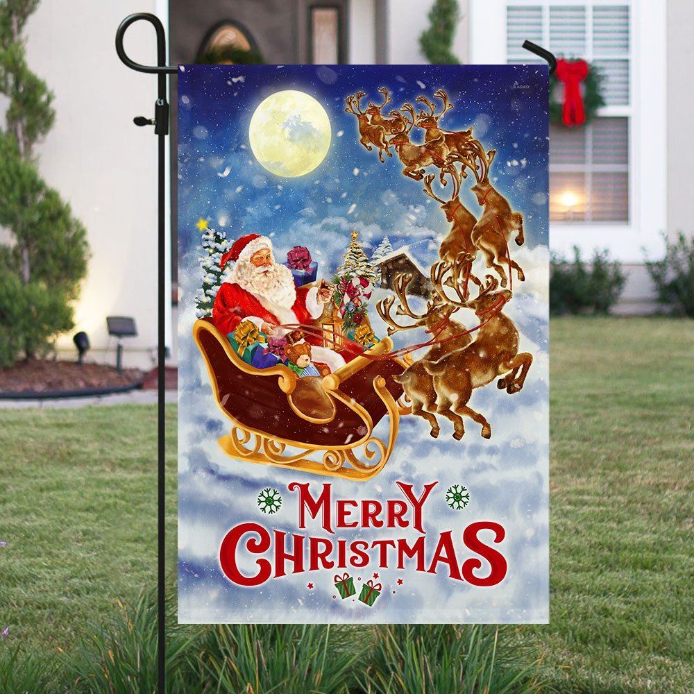Merry Christmas Flag Santa Claus Reindeer Sled Flag, Christmas Garden Flag, Home Decor Accessories, Christmas Outdoor Decor Ideas