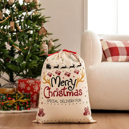 Merry Christmas Logo Santa Print Sack, Gift For Chidren, Christmas Bag Gift, Christmas Gift 2023