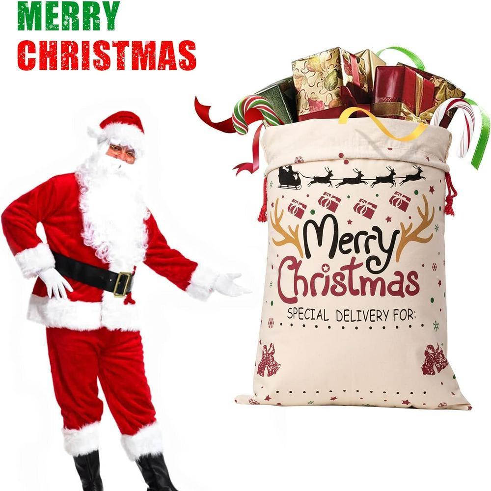Merry Christmas Logo Santa Print Sack, Gift For Chidren, Christmas Bag Gift, Christmas Gift 2023