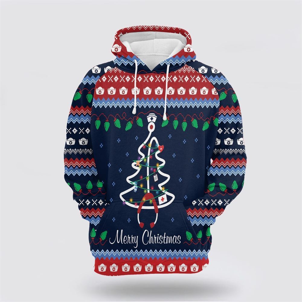 Merry Christmas Nurse All Over Print 3D Hoodie For Men & Women, Christmas Hoodie Cute, Christmas Gift, Christmas Fashion
