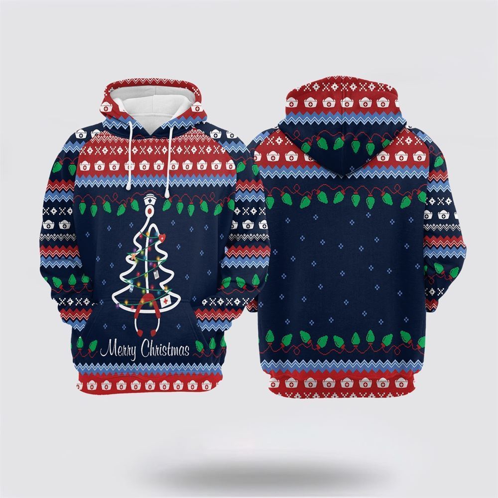 Merry Christmas Nurse All Over Print 3D Hoodie For Men & Women, Christmas Hoodie Cute, Christmas Gift, Christmas Fashion
