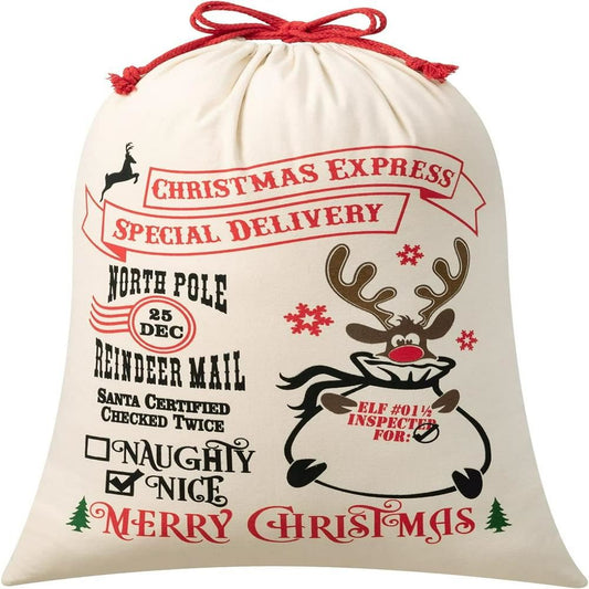 Merry Christmas Reindeer With Tree Sack, Gift For Chidren, Christmas Bag Gift, Christmas Gift 2023