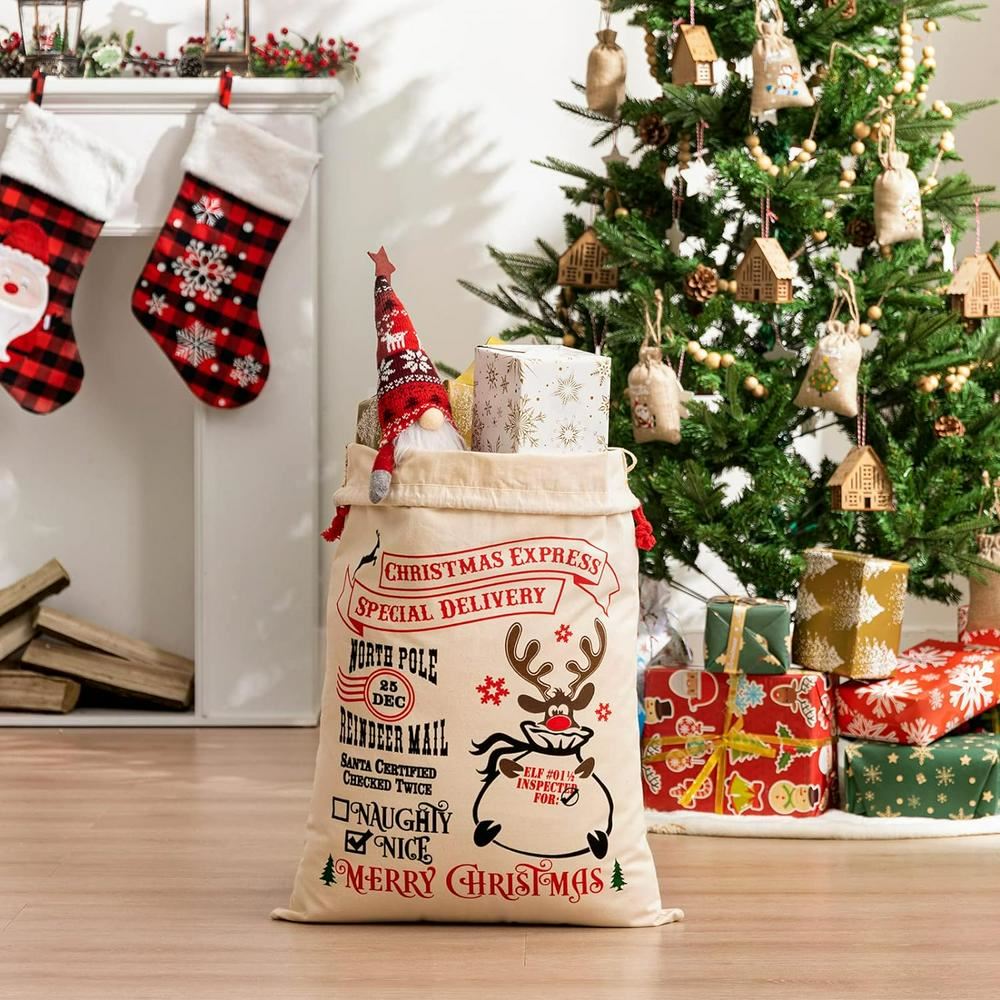 Merry Christmas Reindeer With Tree Sack, Gift For Chidren, Christmas Bag Gift, Christmas Gift 2023