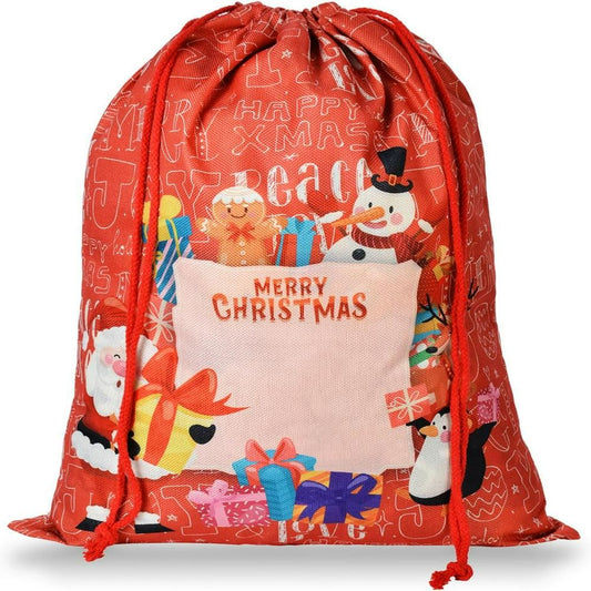 Merry Christmas Santa And Snowman Print Sack, Gift For Chidren, Christmas Bag Gift, Christmas Gift 2023