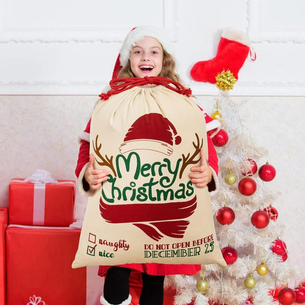 Merry Christmas Santa Hat Print Sacks, Gift For Chidren, Christmas Bag Gift, Christmas Gift 2023