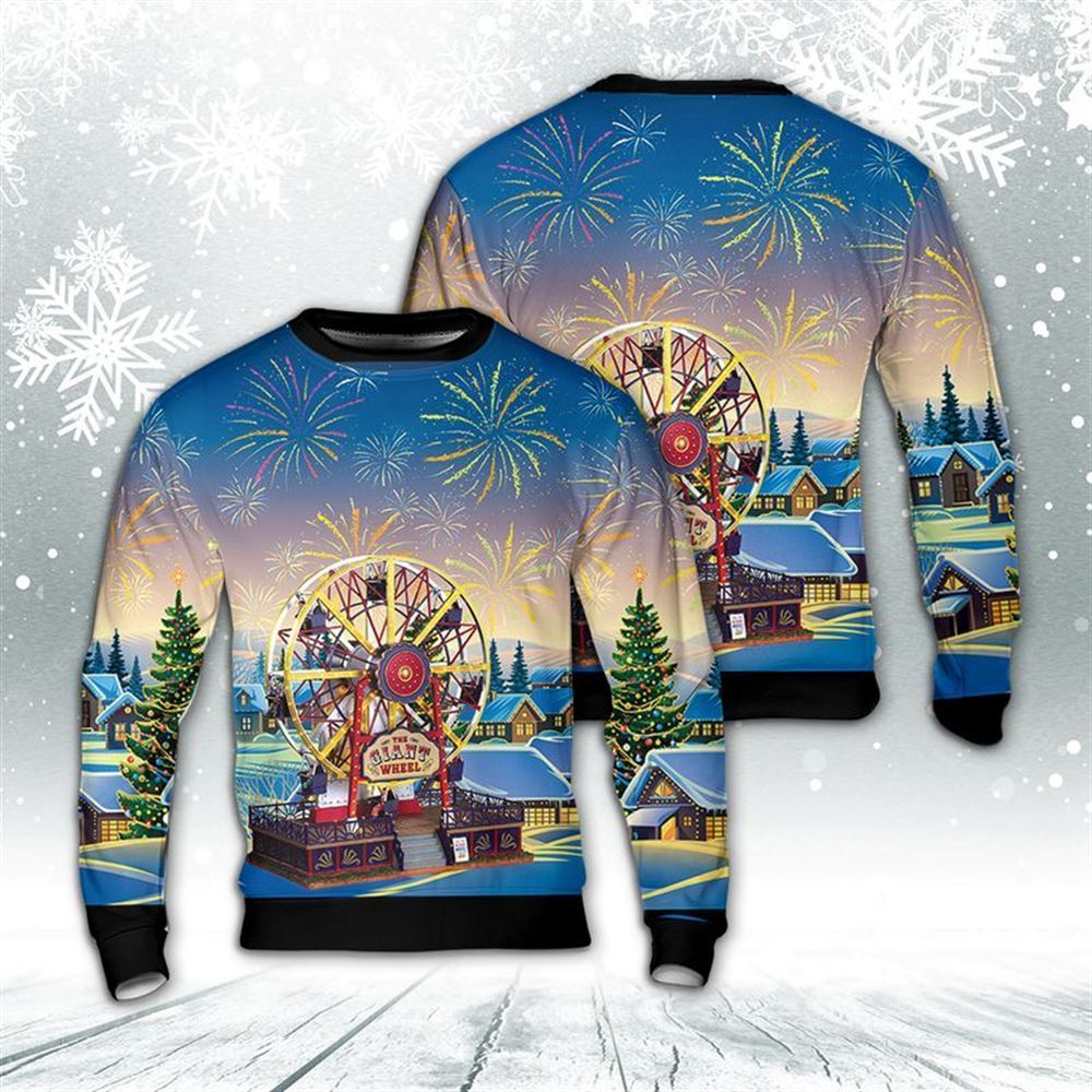 Merry Christmas The Giant Wheel Ugly Christmas Sweater, Best Gift For Holiday, Christmas Crewneck Sweater, Christmas Winter Fashion