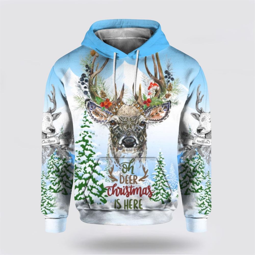Merry Christmas With Deer All Over Print 3D Hoodie For Men & Women, Christmas Hoodie Cute, Christmas Gift, Christmas Fashion