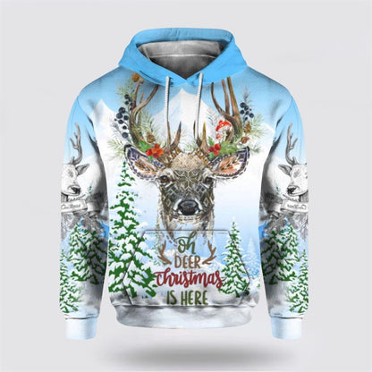 Merry Christmas With Deer All Over Print 3D Hoodie For Men & Women, Christmas Hoodie Cute, Christmas Gift, Christmas Fashion