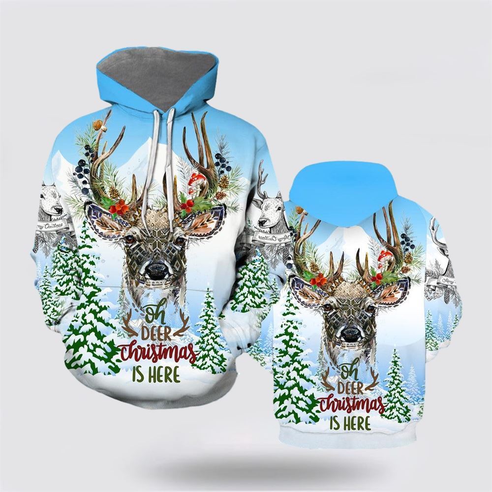 Merry Christmas With Deer All Over Print 3D Hoodie For Men & Women, Christmas Hoodie Cute, Christmas Gift, Christmas Fashion