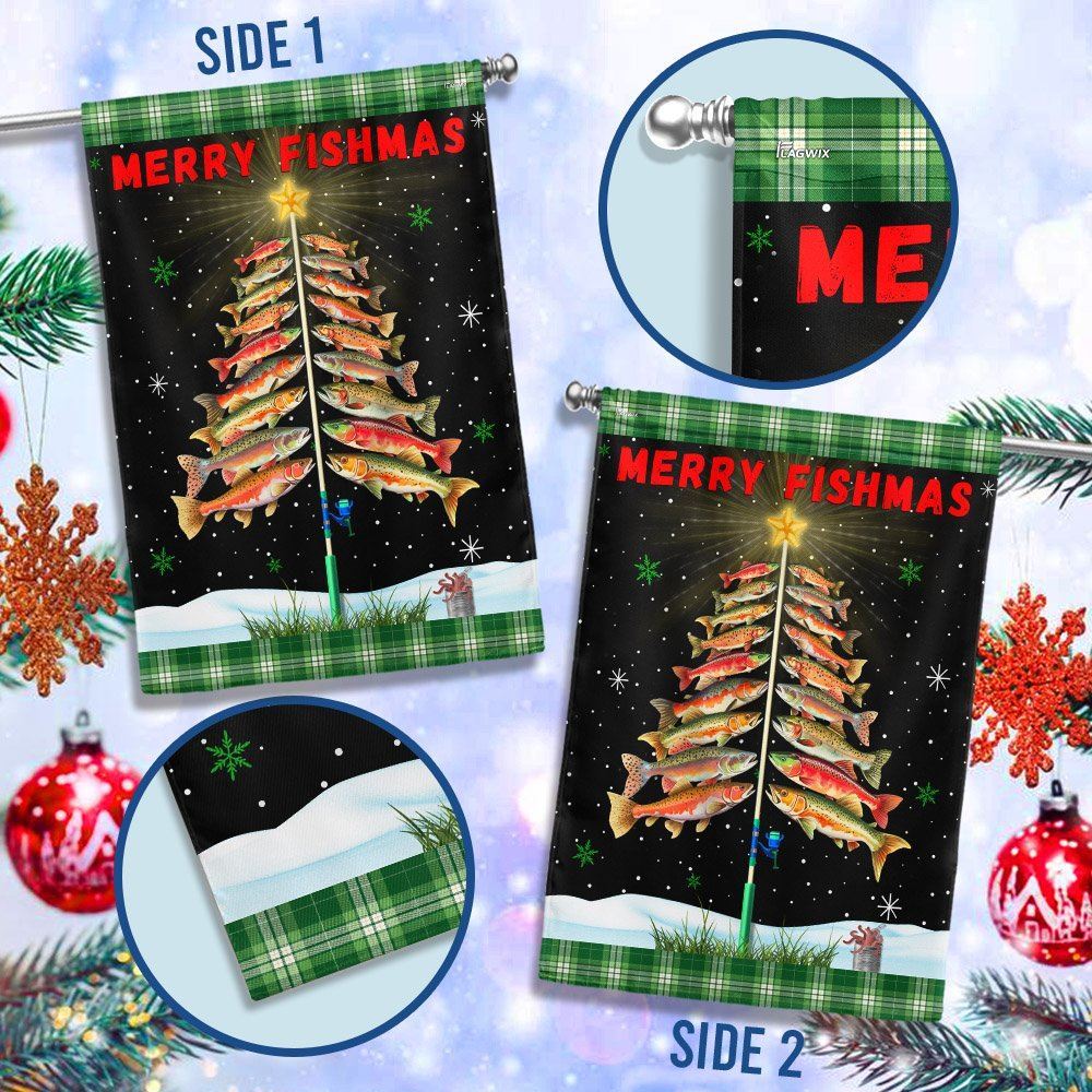 Merry Fishmas  Tree Christmas Flag, Christmas Garden Flag, Home Decor Accessories, Christmas Outdoor Decor Ideas