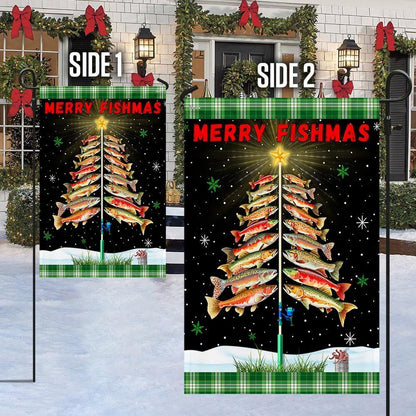 Merry Fishmas  Tree Christmas Flag, Christmas Garden Flag, Home Decor Accessories, Christmas Outdoor Decor Ideas