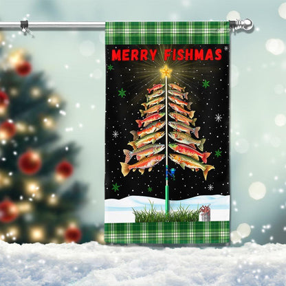 Merry Fishmas  Tree Christmas Flag, Christmas Garden Flag, Home Decor Accessories, Christmas Outdoor Decor Ideas