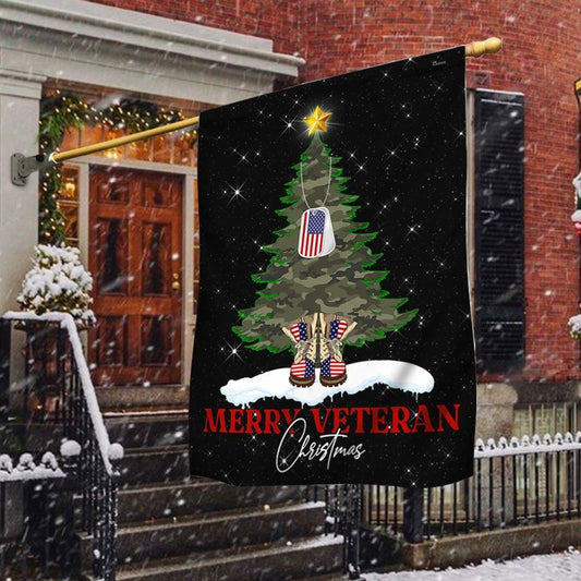 Merry Veteran Christmas Flag, Christmas Garden Flag, Home Decor Accessories, Christmas Outdoor Decor Ideas