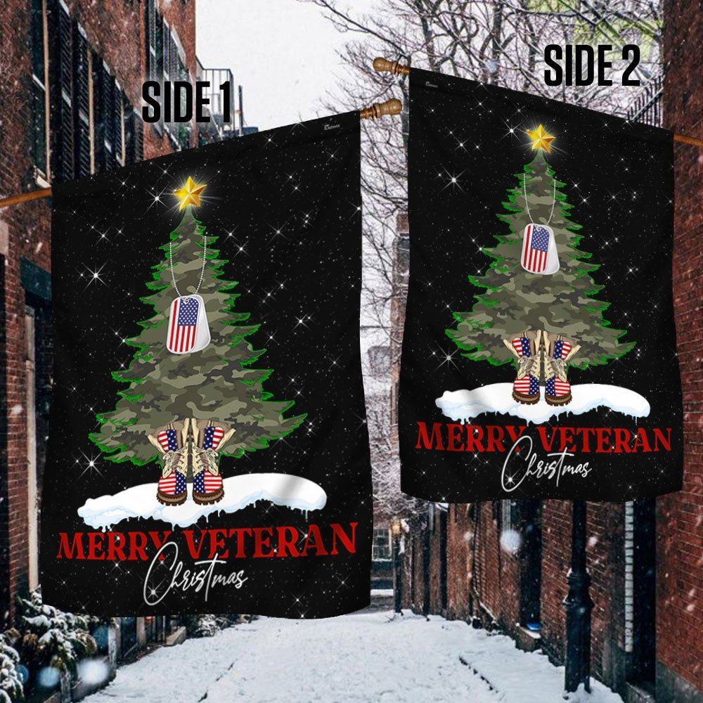 Merry Veteran Christmas Flag, Christmas Garden Flag, Home Decor Accessories, Christmas Outdoor Decor Ideas