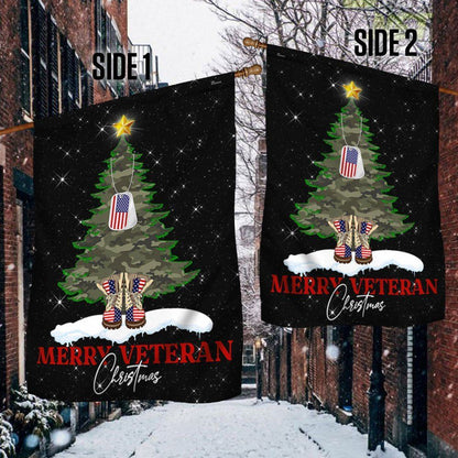 Merry Veteran Christmas Flag, Christmas Garden Flag, Home Decor Accessories, Christmas Outdoor Decor Ideas