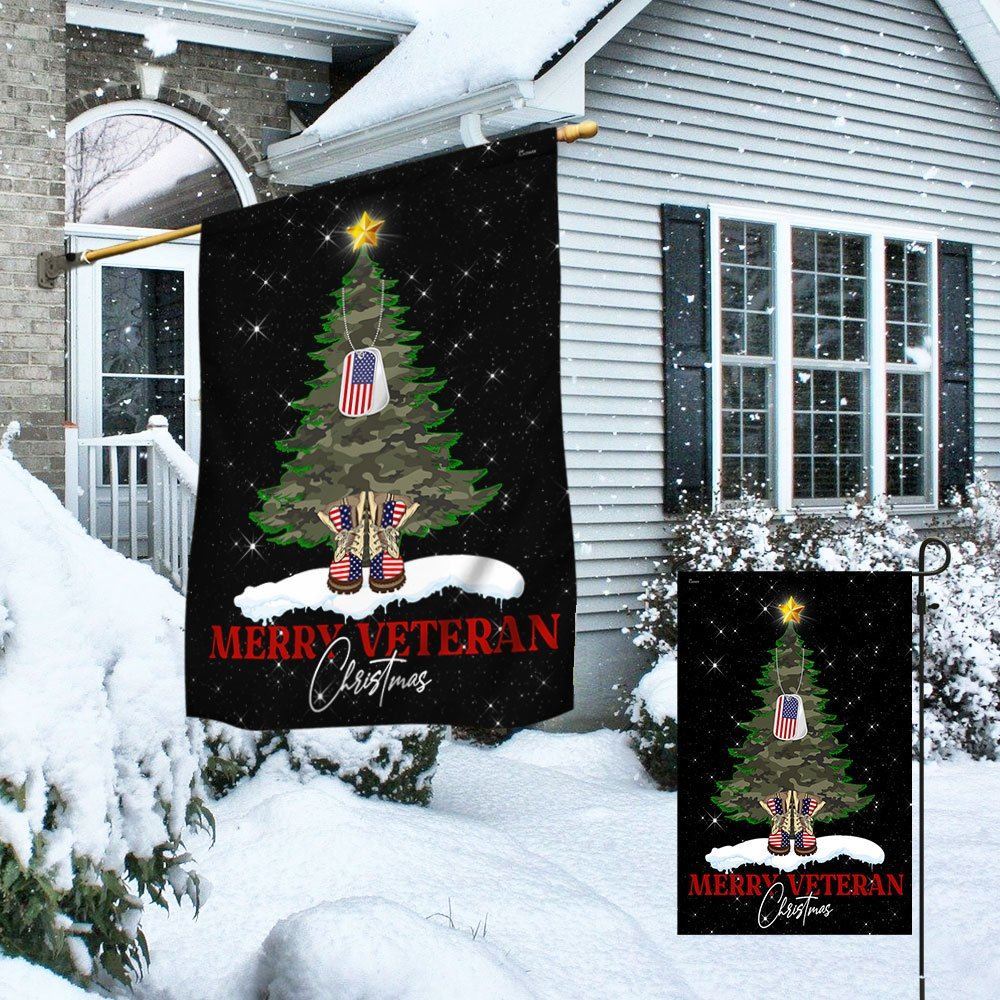 Merry Veteran Christmas Flag, Christmas Garden Flag, Home Decor Accessories, Christmas Outdoor Decor Ideas