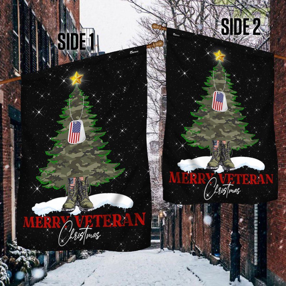 Merry Veteran Flag, Christmas Garden Flag, Home Decor Accessories, Christmas Outdoor Decor Ideas
