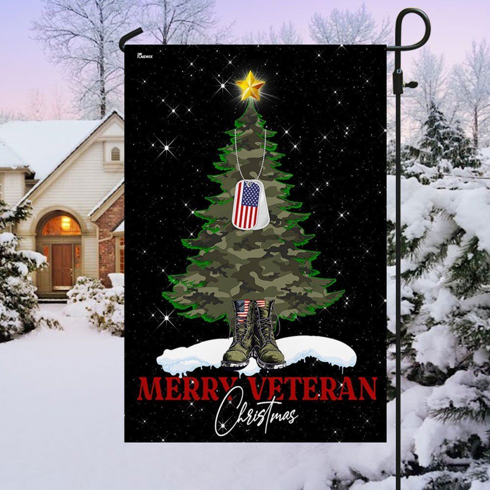 Merry Veteran Flag, Christmas Garden Flag, Home Decor Accessories, Christmas Outdoor Decor Ideas