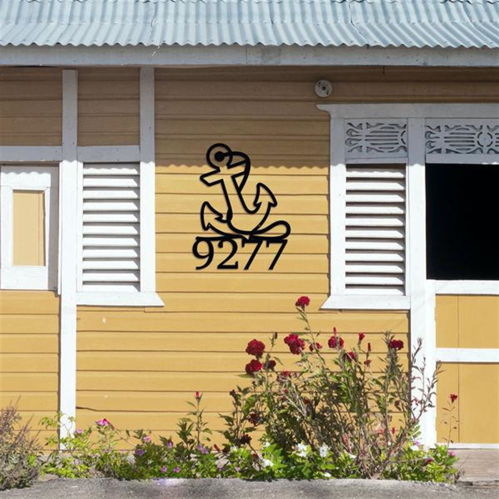 Metal Address Sign, Anchor Address Sign Cut Metal Sign Metal Wall Art Metal House Sign