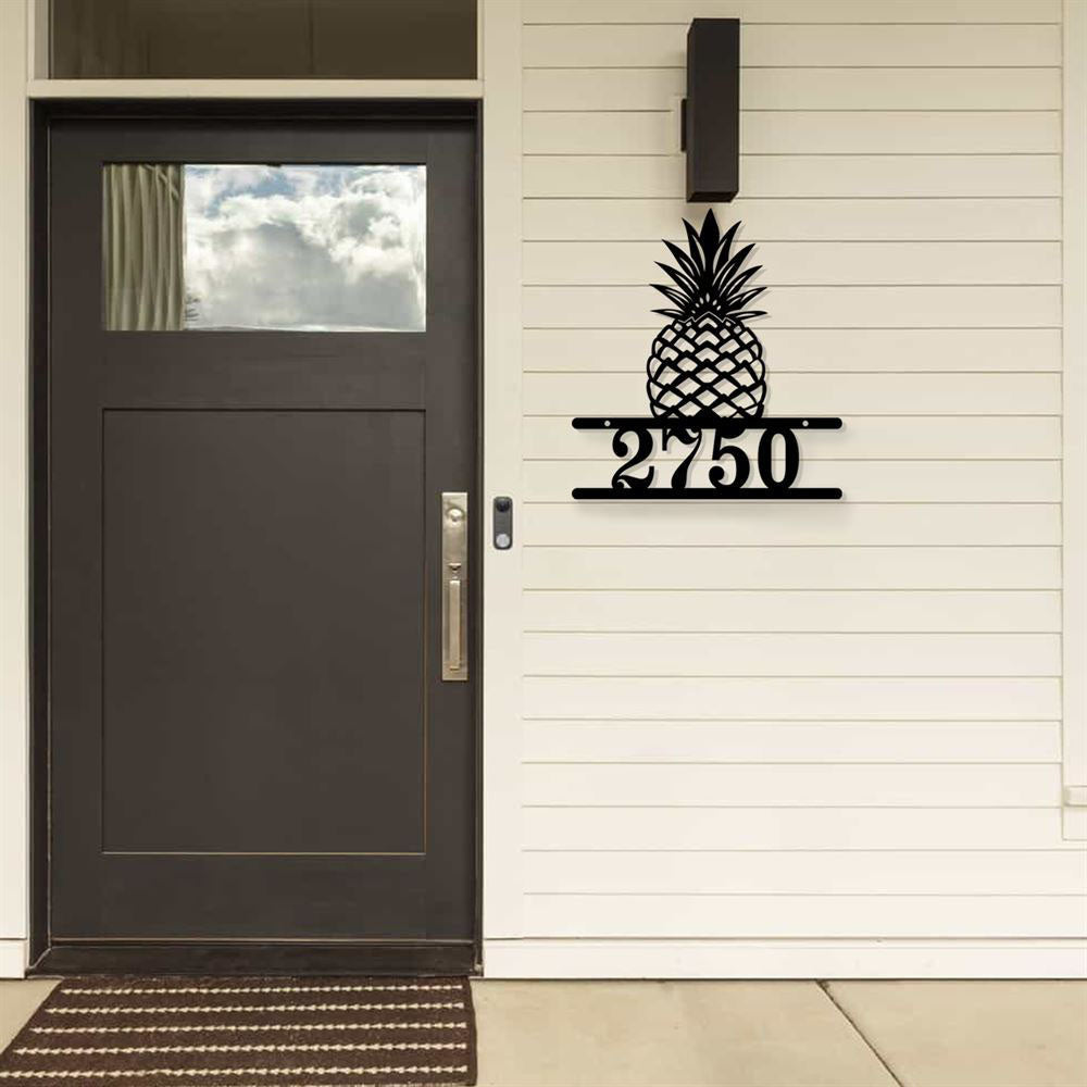 Metal Address Sign, Custom Metal Pineapple Address Sign Cut Metal Sign Metal Wall Art Metal House Sign