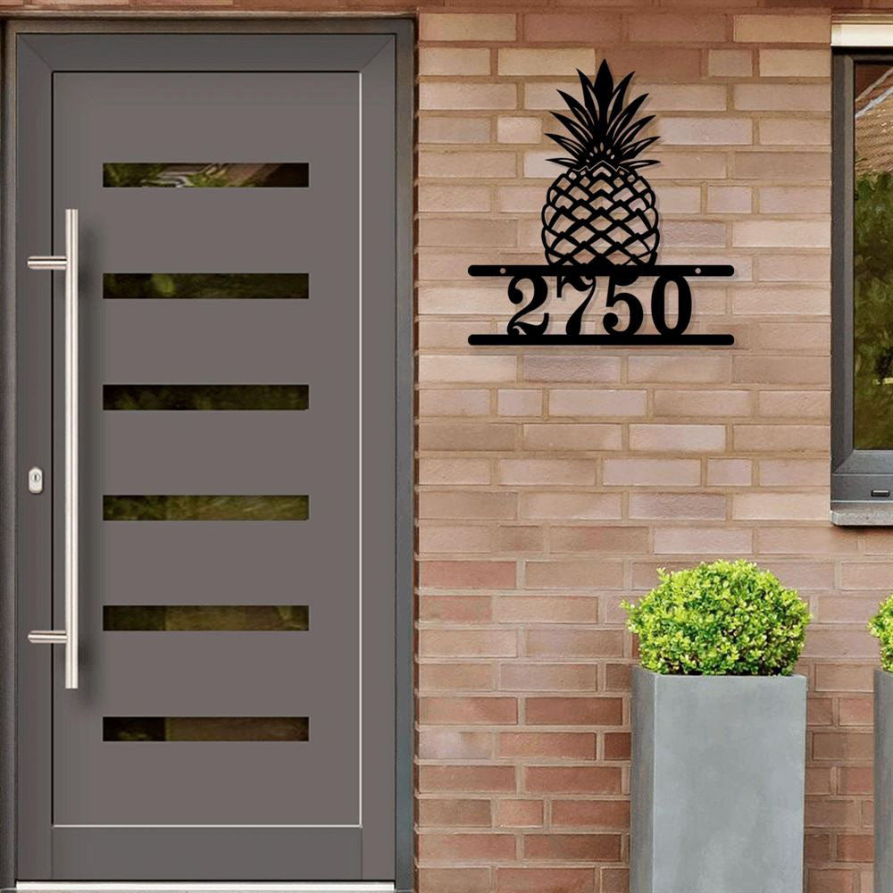 Metal Address Sign, Custom Metal Pineapple Address Sign Cut Metal Sign Metal Wall Art Metal House Sign
