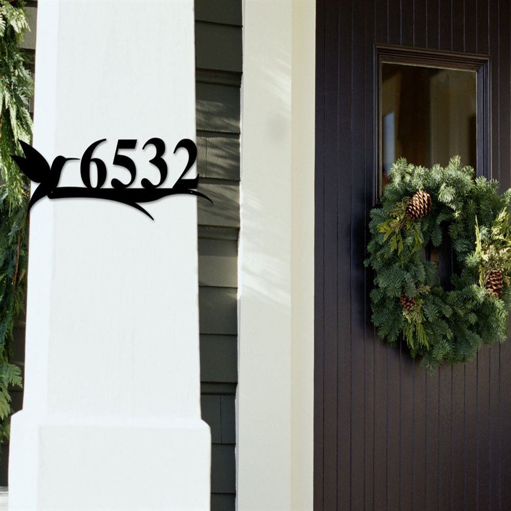 Metal Address Sign, Custom Outdoor Address Metal Sign, Black Heron Cattails House Number Address Sign Custom Sign Metal Sign