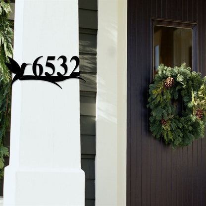 Metal Address Sign, Custom Outdoor Address Metal Sign, Black Heron Cattails House Number Address Sign Custom Sign Metal Sign