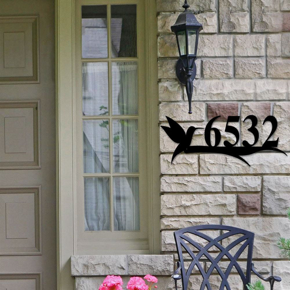 Metal Address Sign, Custom Outdoor Address Metal Sign, Black Heron Cattails House Number Address Sign Custom Sign Metal Sign