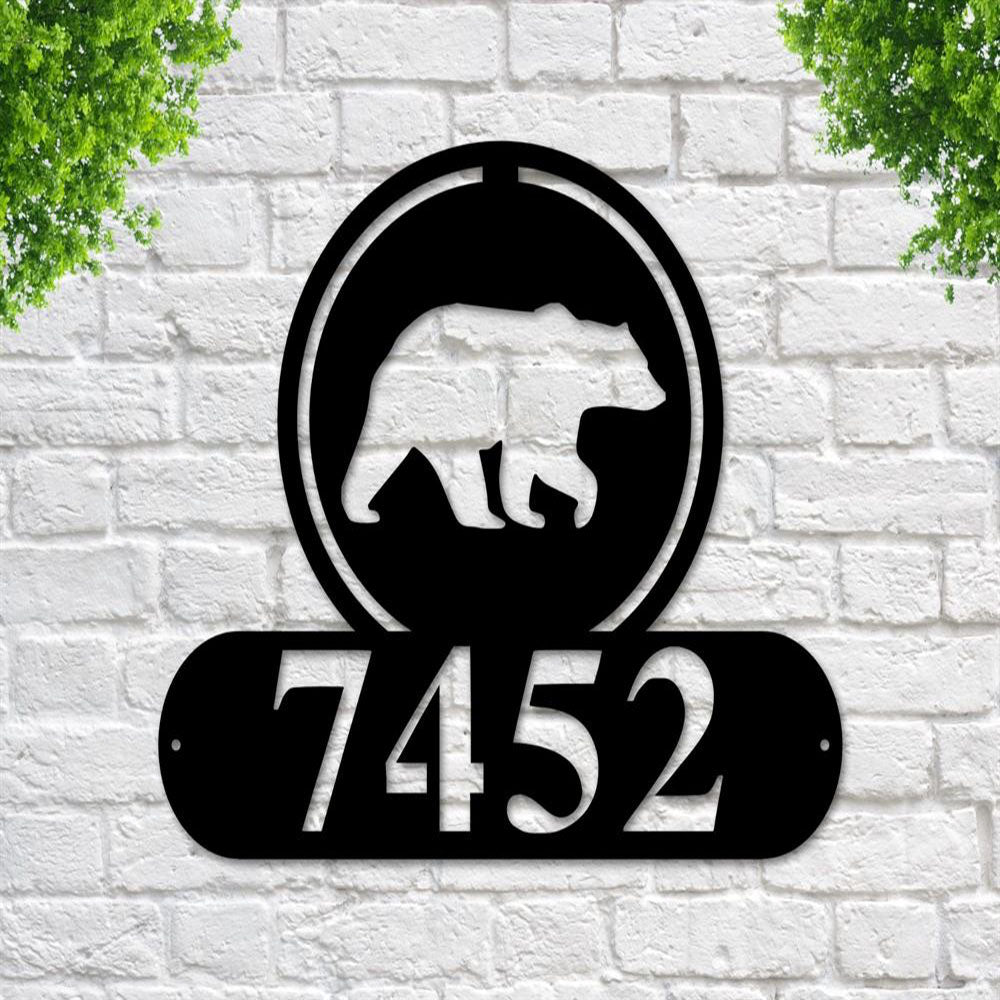 Metal Address Sign, Custom Outdoor House Number Address Metal Sign, Black House Sign Art Deco Outdoor Sign Metal Wall Art
