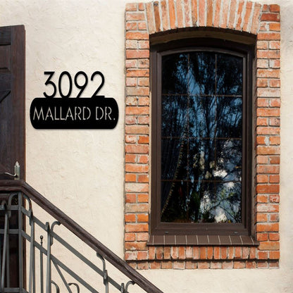 Metal Address Sign, Custom Outdoor House Number Metal Signs With Oak Leaves, Digit Black Address Plaque, Outdoor Sign