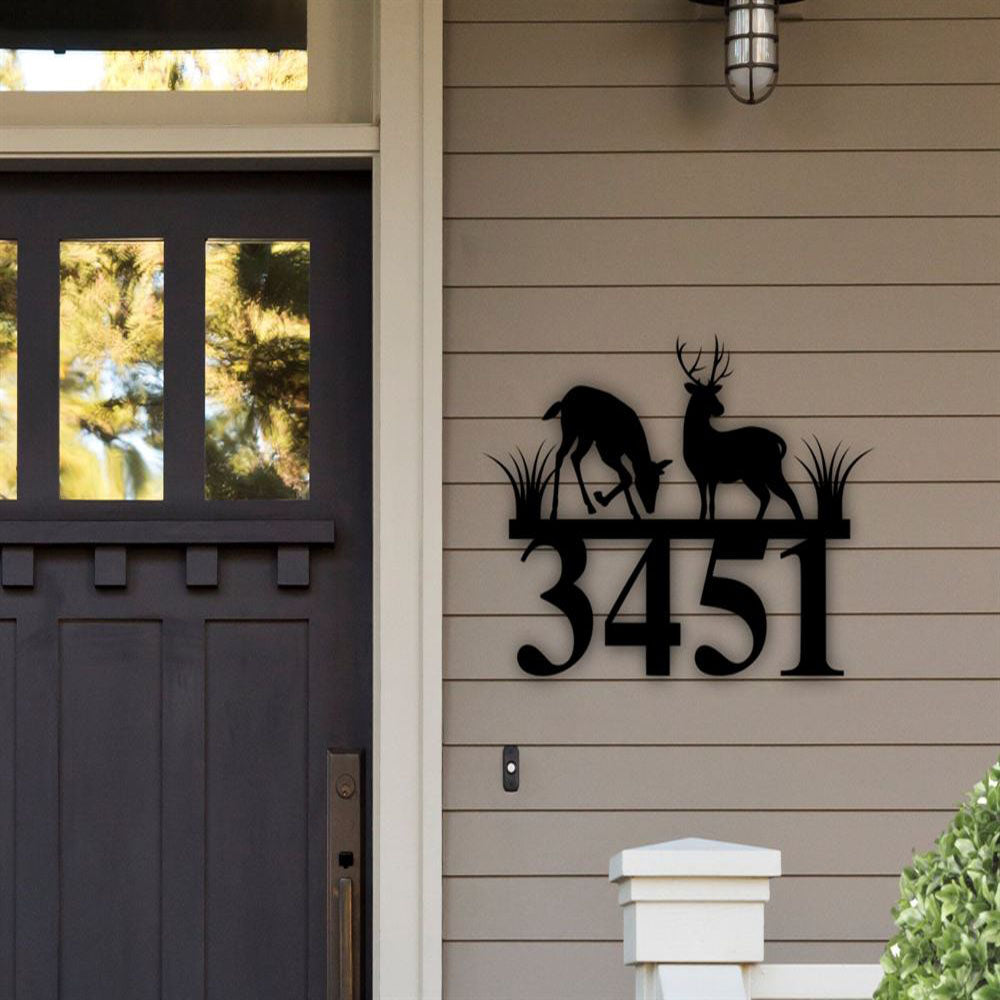Metal Address Sign, Deer Address Sign Metal Deer Sign Deer Yard Sign Address Sign Deer House Number Plaque Yard Address Sign Antler Address