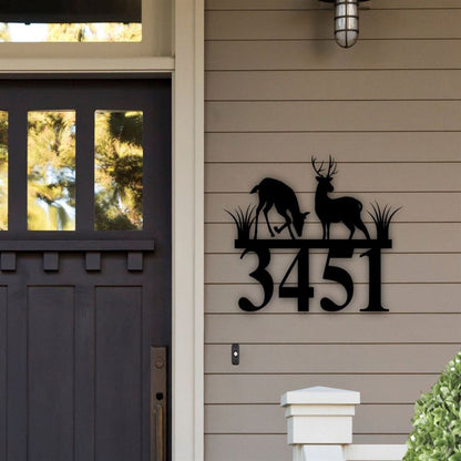 Metal Address Sign, Deer Address Sign Metal Deer Sign Deer Yard Sign Address Sign Deer House Number Plaque Yard Address Sign Antler Address