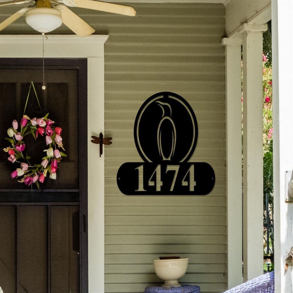 Metal Address Sign, House Number Plaque, Metal 4 Digit Copper Address Plaque Metal House Number Address Sign House Number