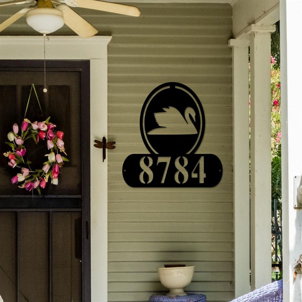 Metal Address Sign, House Number Sign Metal Address Plaque Outdoor Hanging House Number Oval Metal House Numbers Metal Sign Address Sign