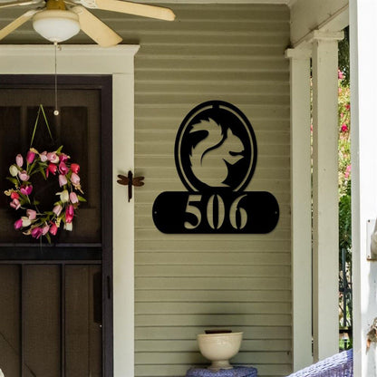 Metal Address Sign, House Number Sign With Dragon Metal Address Plaque Outdoor Metal Wall Art Medieval Fantasy Laser Cut Metal Matte Black