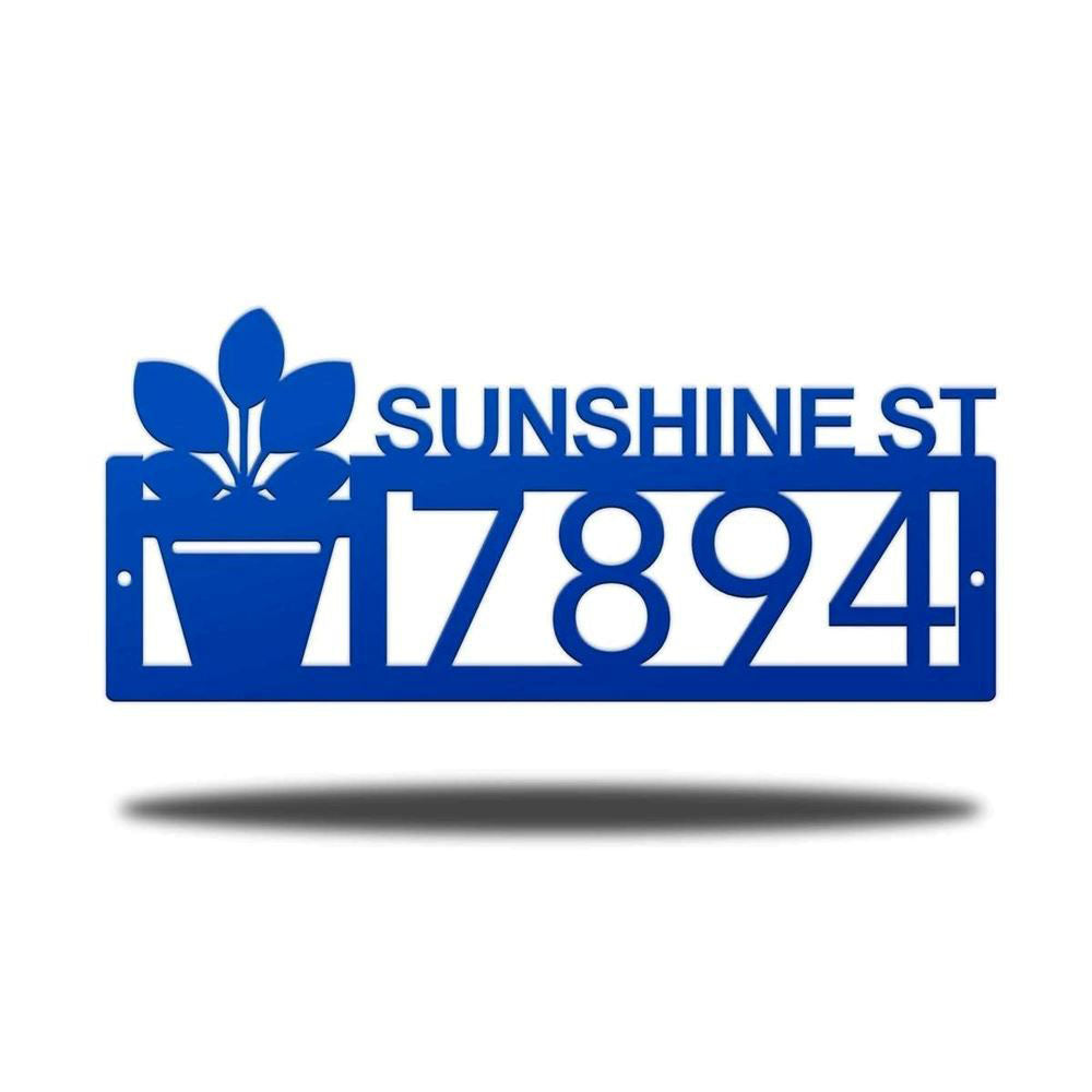 Metal Address Sign, House Plant Address Plaque Cut Metal Sign Metal Wall Art Metal House Sign