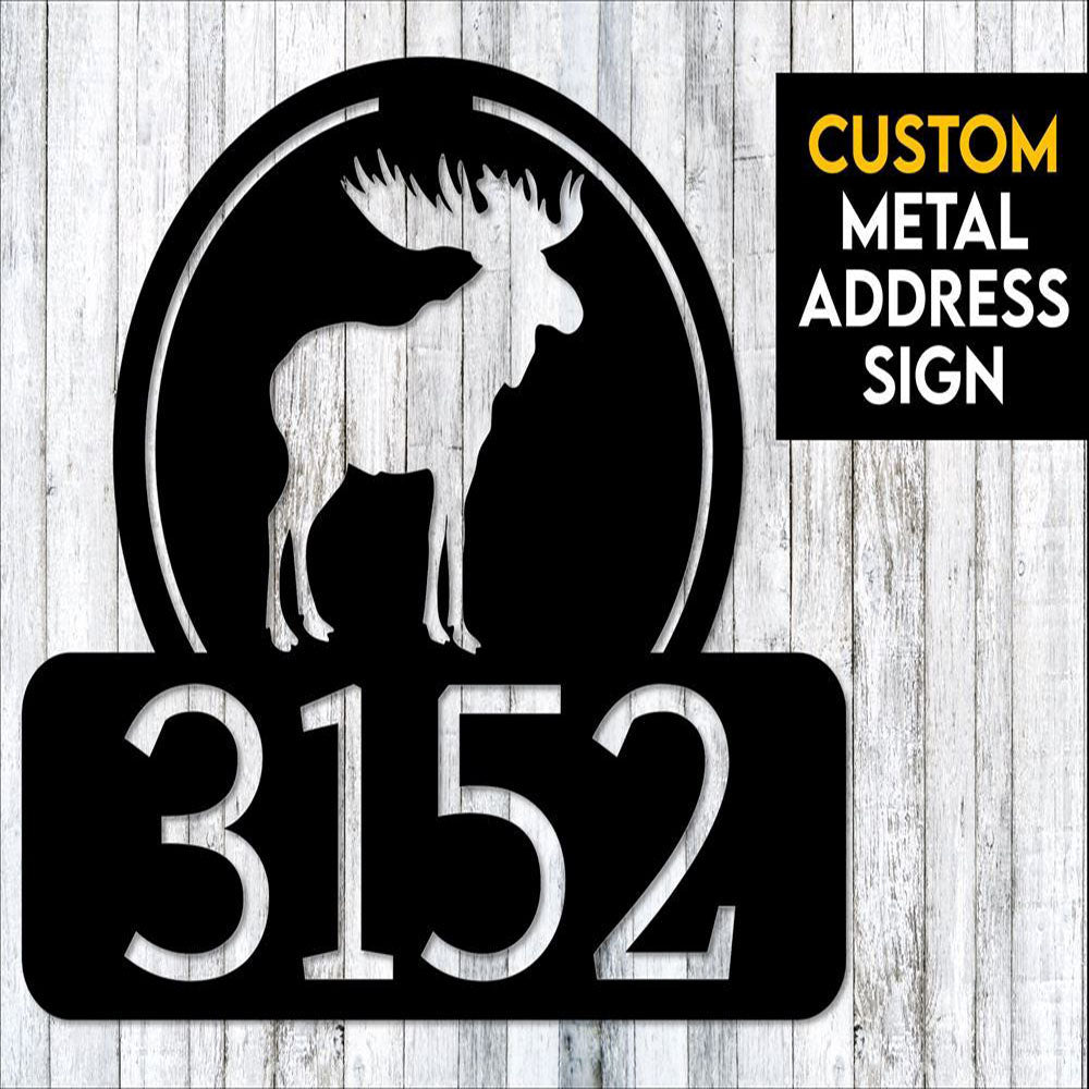 Metal Address Sign, Moose Custom Metal Address Sign, Custom Address Sign