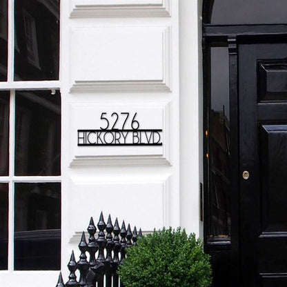 Metal Address Sign, Outdoor House Number Metal Sign With Heron And Cattails, 2 Digit Black Custom Sign Address Sign