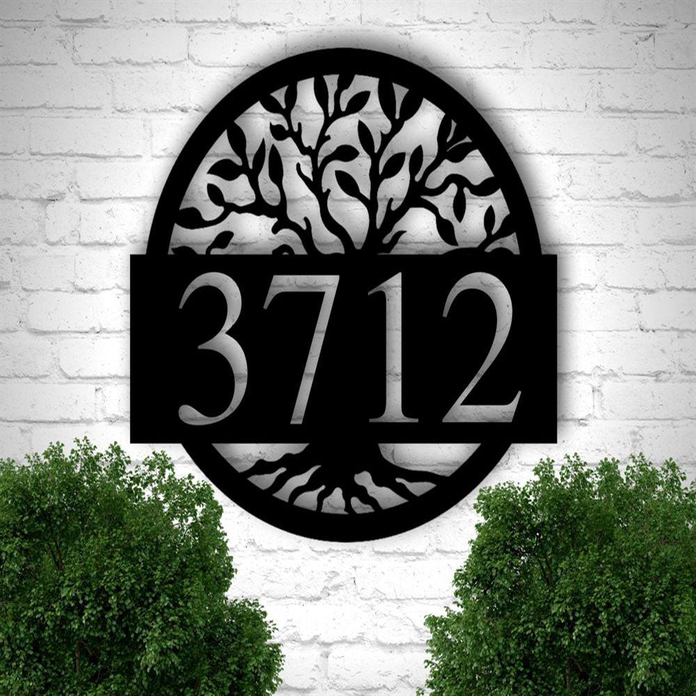 Metal Address Sign, Rustic House Number Pine Trees Metal Sign House Numbers Address Sign Address Plaque Custom Metal Sign Outdoor Custom