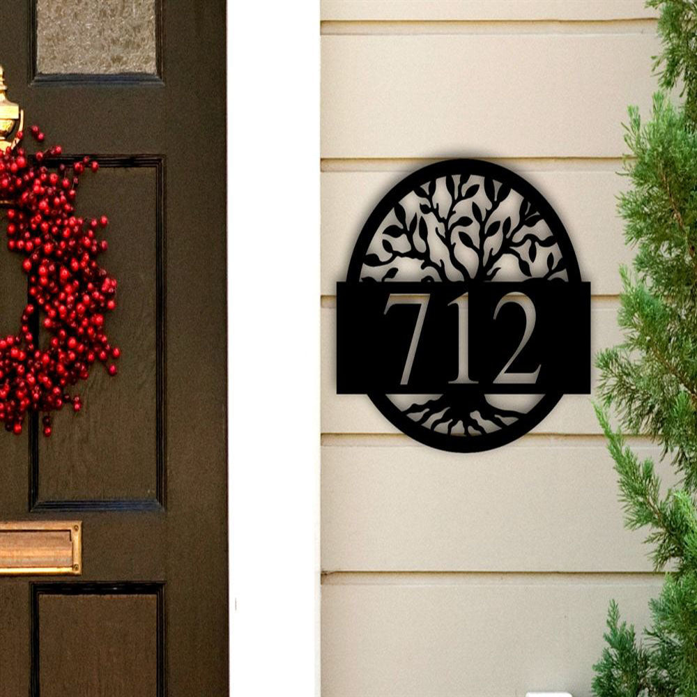 Metal Address Sign, Rustic House Number Pine Trees Metal Sign House Numbers Address Sign Address Plaque Custom Metal Sign Outdoor Custom