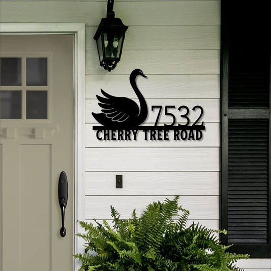 Metal Address Sign, Swan Custom Metal Address Sign, Custom Address Sign