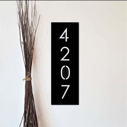 Metal Address Sign, Vertical Address Plaque With Oak Leaves Metal House Numbers Outdoor Metal Wall Art Laser Cut Metal Digit Matte Black