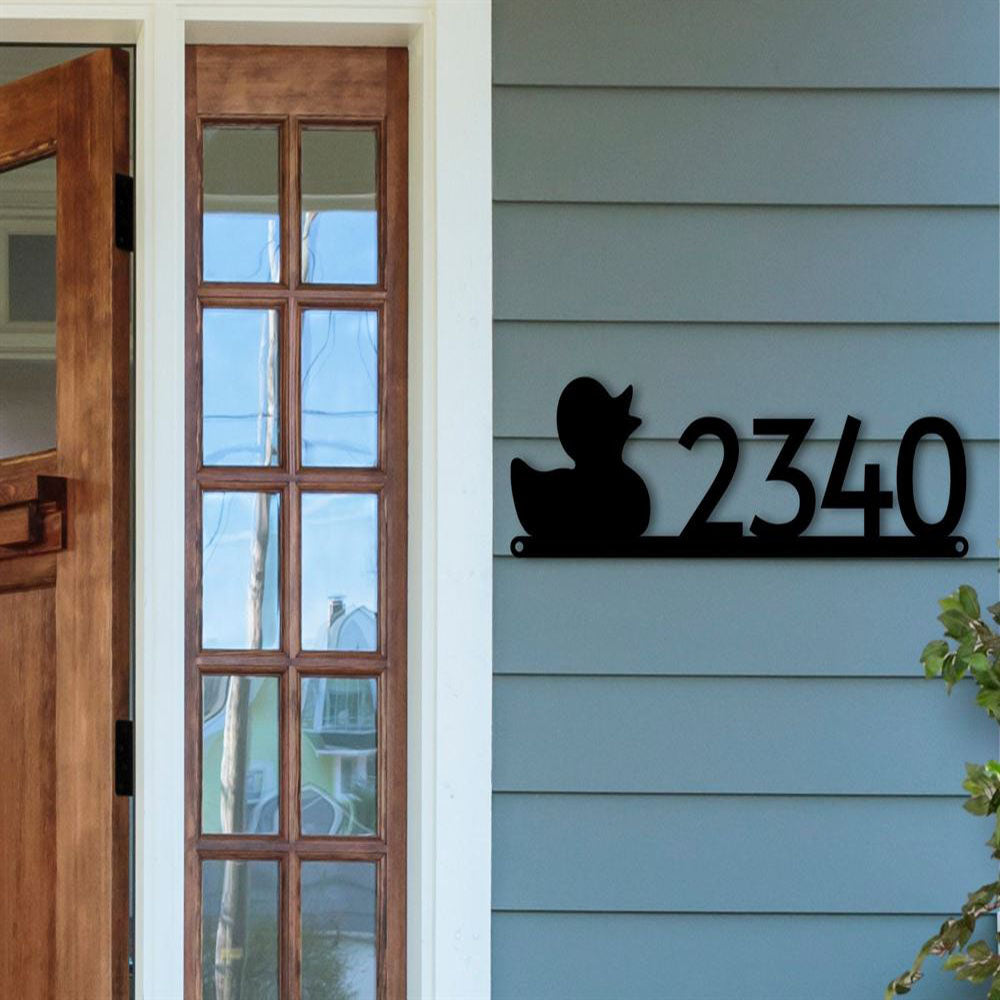 Metal Address Sign, Vertical House Number With Vines Metal Address Plaque Outdoor Metal Wall Art Sign Laser Cut Metal Digit Copper Vein