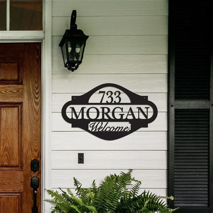 Metal Address Sign, Welcome Address Sign Cut Metal Sign Metal Wall Art Metal House Sign