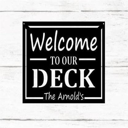 Metal Address Sign, Welcome To Our Patio Metal Sign, Outdoor Metal Sign, Metal Patio Sign, Wall Metal Sign, Home Decor Sign, Anniversary Gift