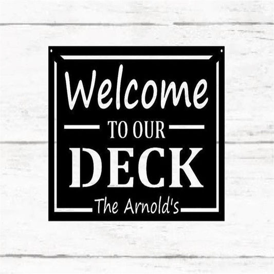 Metal Address Sign, Welcome To Our Patio Metal Sign, Outdoor Metal Sign, Metal Patio Sign, Wall Metal Sign, Home Decor Sign, Anniversary Gift