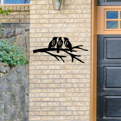 Metal Bird Address Sign, Cut Metal Sign, Metal House Sign, Wall Metal Sign, Home Decor Sign, Anniversary Gift, Wall Decoration Art