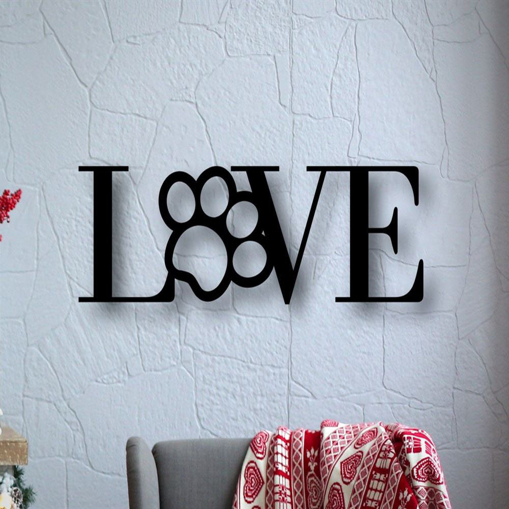 Metal Dog Love Sign, Anniversary Gift, Dog Wall Decor, Dog Wall Art, Home Decor Sign