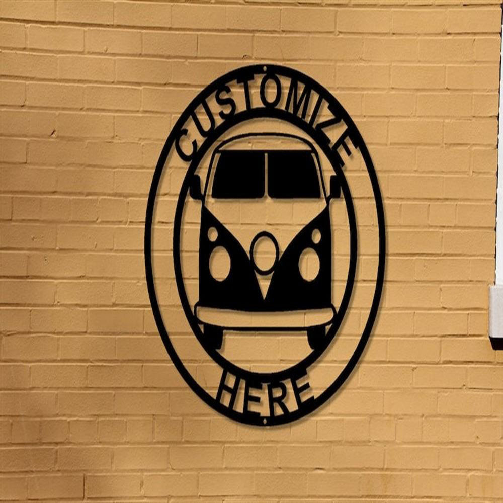 Metal Hippie Bus Sign, 70's Hippie Bus Decoration, Metal Garage Decoration, Metal Antique Car
