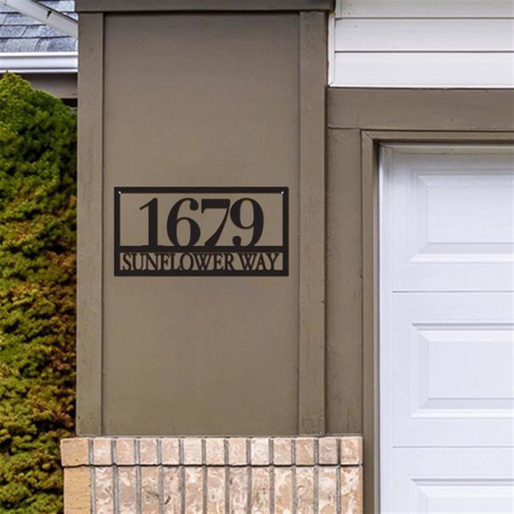 Metal Rectangle Address Sign, Cut Metal Sign, Metal House Sign, Wall Metal Sign, Home Decor Sign, Anniversary Gift, Wall Decoration Art